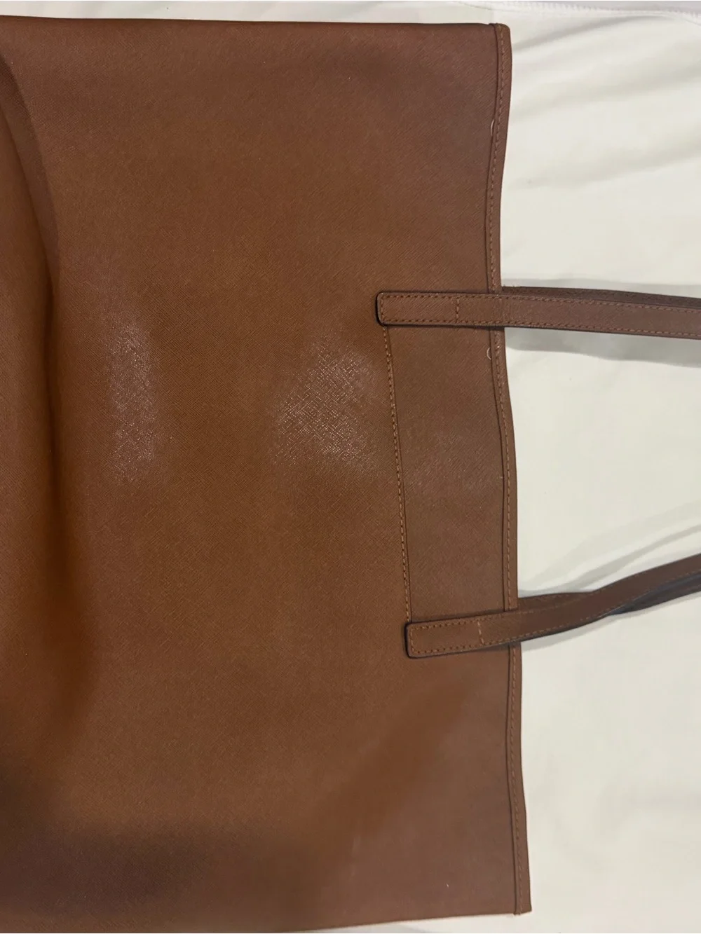 Michael Kors Cognac Leather Tote with Gold Plaque